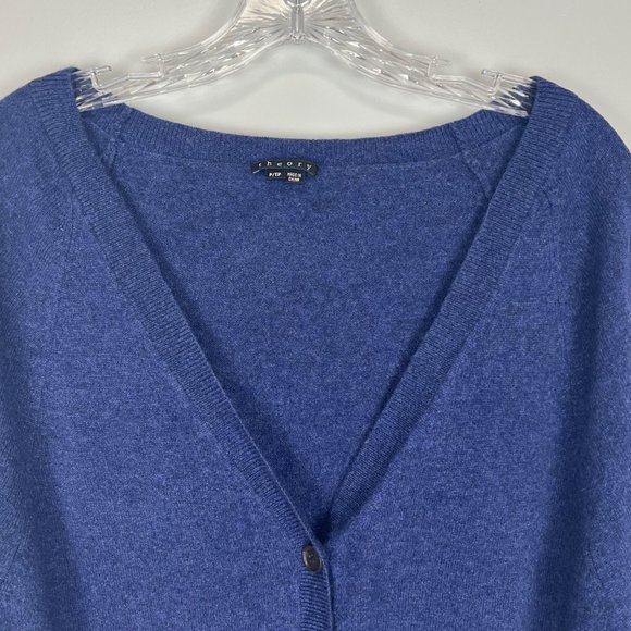 Theory Blue Cashmere V Neck Button Front Slouchy Cardigan Sweater size XS - Picture 2 of 11